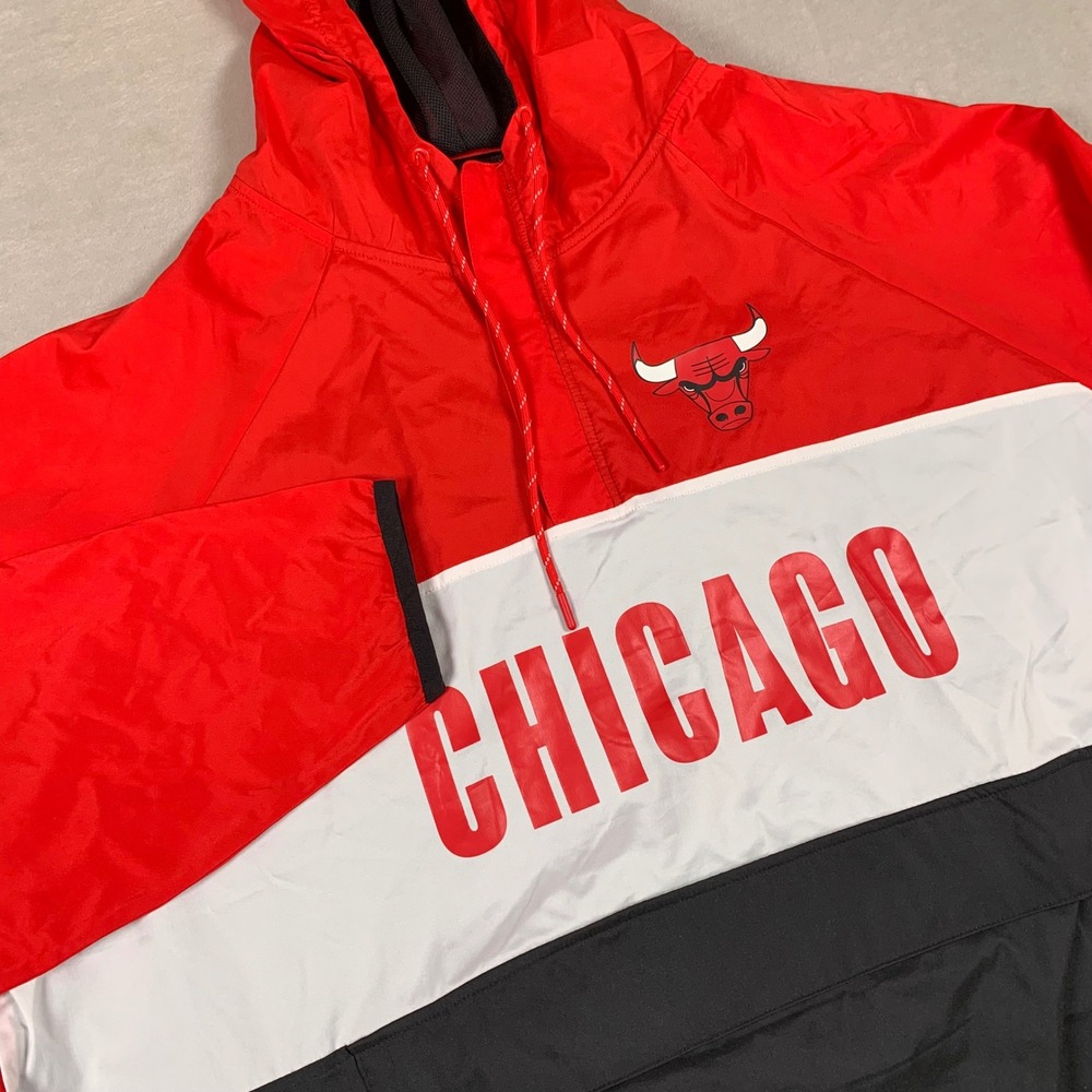 Fanatics Windbreaker Jacket Mens 3XL Red Chicago Bulls Anorak Hooded NBA NEW